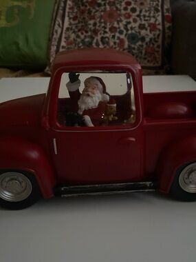 Garson International Red Truck W Santa Battery Operated Snow Globe
